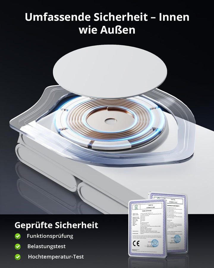 GEEKERA 3-in-1 Faltbar Ladegerät für Mag-Safe, Induktive Ladestation für Apple Watch und iPhone, Ind