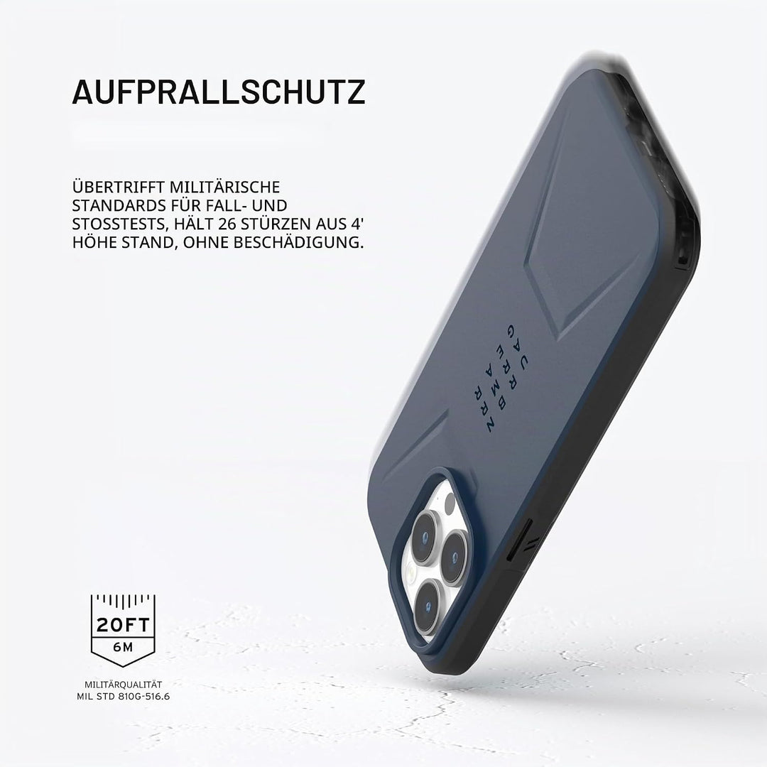 URBAN ARMOR GEAR Civilian Case kompatibel mit Apple iPhone 15 Pro Max Hülle [Wireless Charging/Magne