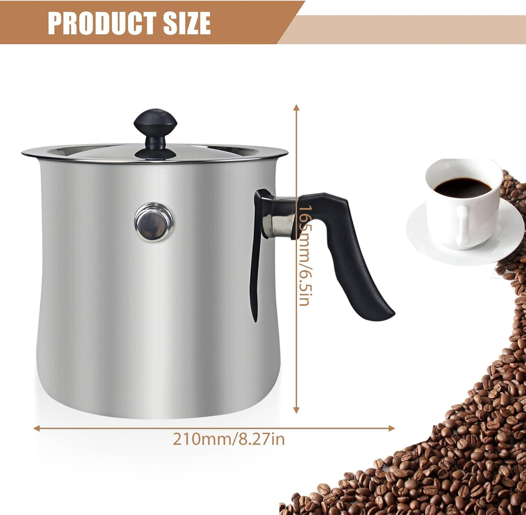 Milchtopf, 1.5 Liter Doppelwandig Edelstahl Milchtopf Ø16,5 Simmertopf mit Ausgiesser und deckel, 15
