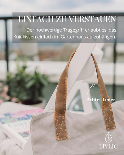 Livlig53 Garten Kniekissen aus gewachstem Canvas und Ledergriff. Kniepolster geeignet für Garten, We