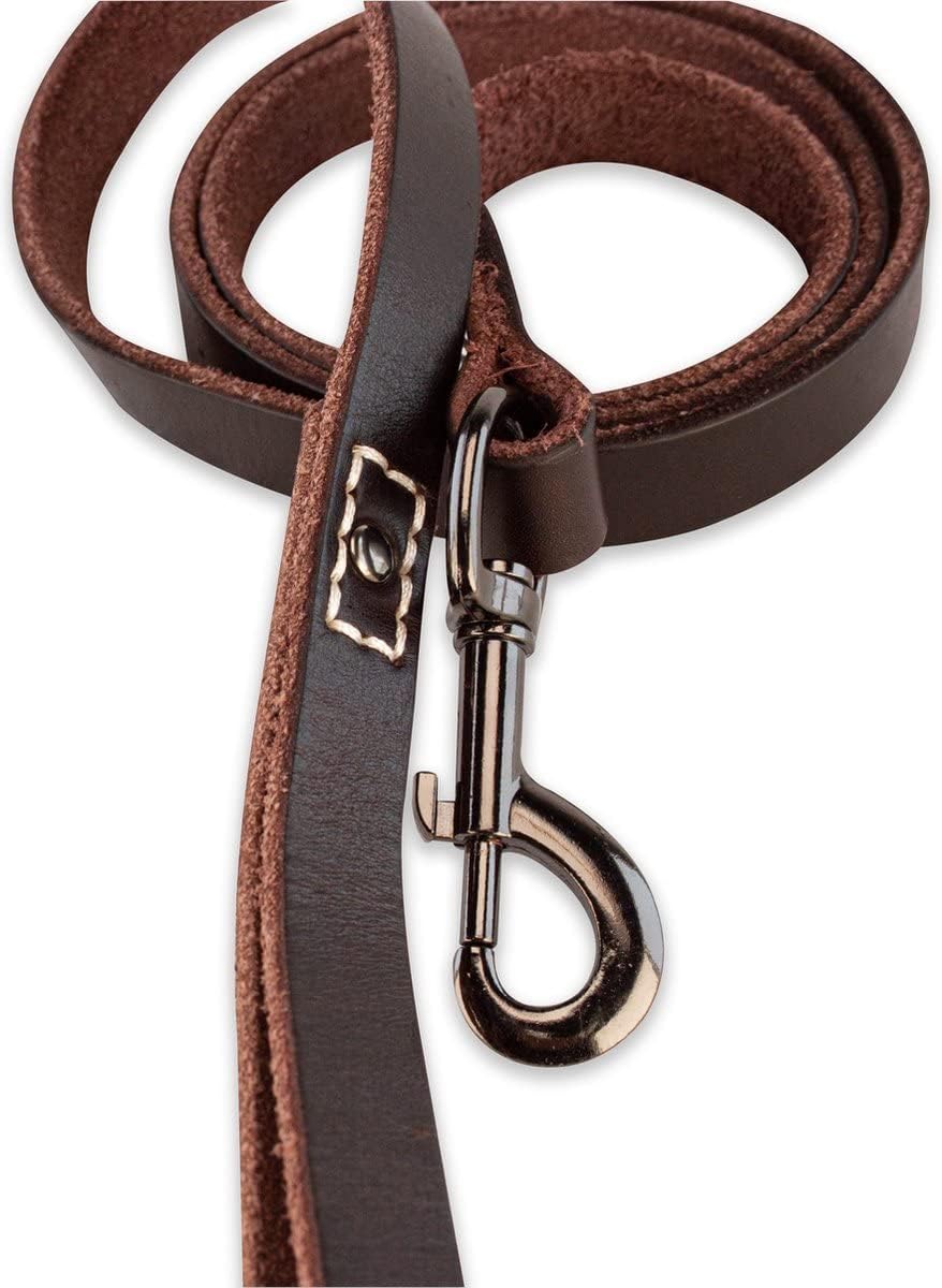 Leder Hundeleine - mit Naht - 180cm - Braun/schwarz Braun/Schwarz 180cm, Braun/Schwarz 180cm
