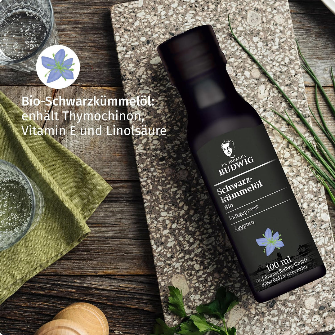 Dr. Budwig Premium Bio Schwarzkümmelöl Vorratspack gefiltert (4x 100ml) - nigella sativa - ätherisch