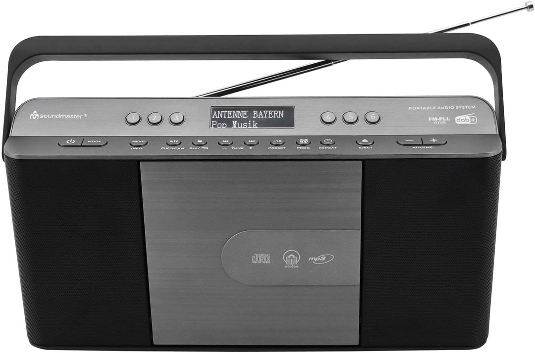 Soundmaster RCD1870SW tragbares Digitalradio mit CD-Player DAB+ UKW-RDS USB Wecker Hörbuch Einschlaf