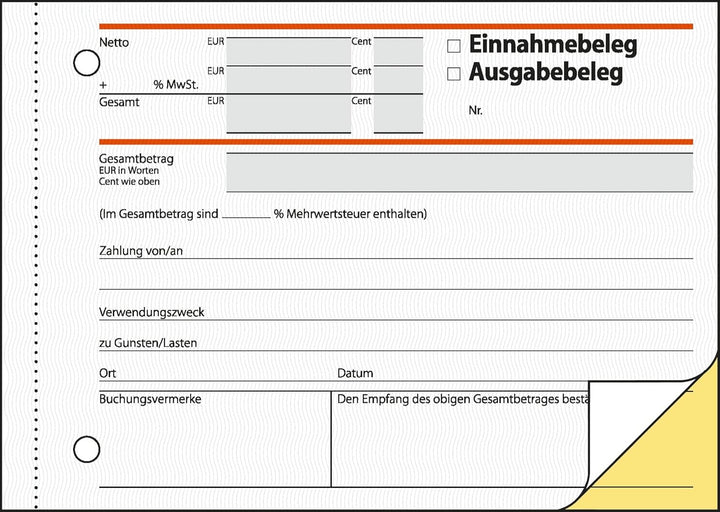 SIGEL SD026/10 Ausgabe- / Einnahmebelege A6 quer, 2x40 Blatt, selbstdurchschreibend, 10er Pack 10 St