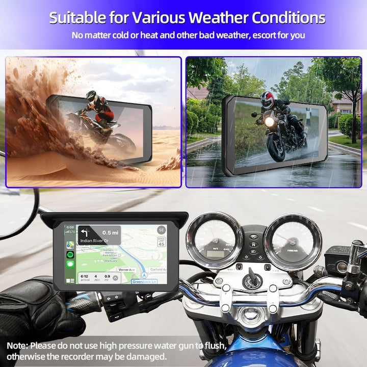 VSYSTO CP5 Motorrad Carplay Bildschirm, Kabelloses CarPlay und Android Auto, 5 Zoll Wasserdichtem To