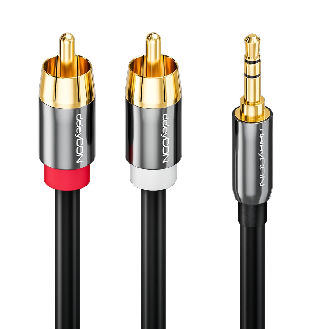 deleyCON 15m Klinkenkabel Cinch Kabel 3,5mm Klinke zu Cinch RCA Stereo Audio Kabel 1x Klinkenstecker