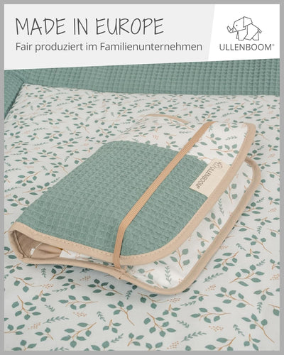 ULLENBOOM ® Windeltasche für unterwegs, Floral-Grün, Made in EU - Wickeltasche für bis zu 3 Windeln,