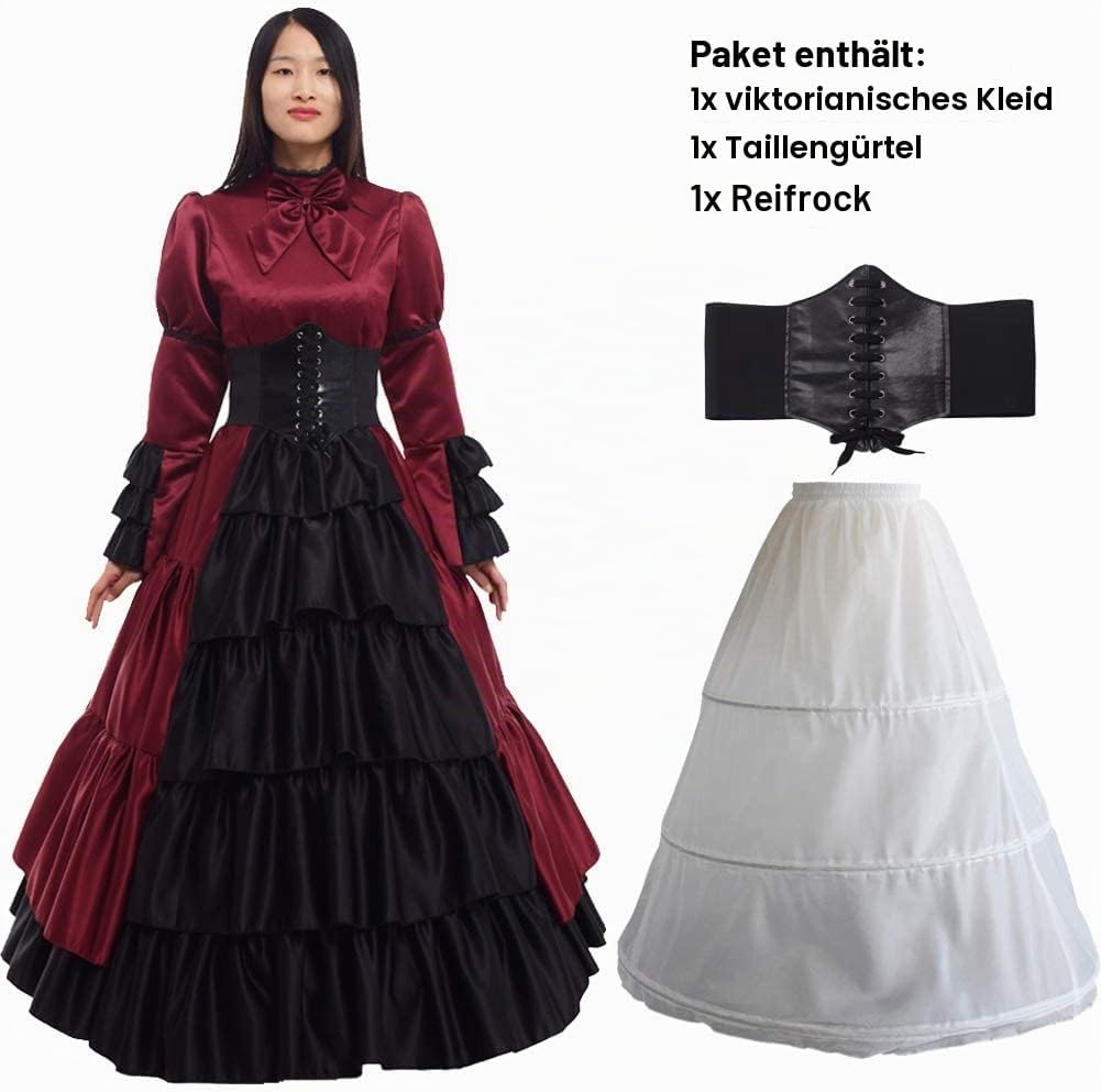 GRACEART Frauen mittelalterlichen viktorianischen Kostüm Vintage Rüschen Fancy Dress mit Krinoline u