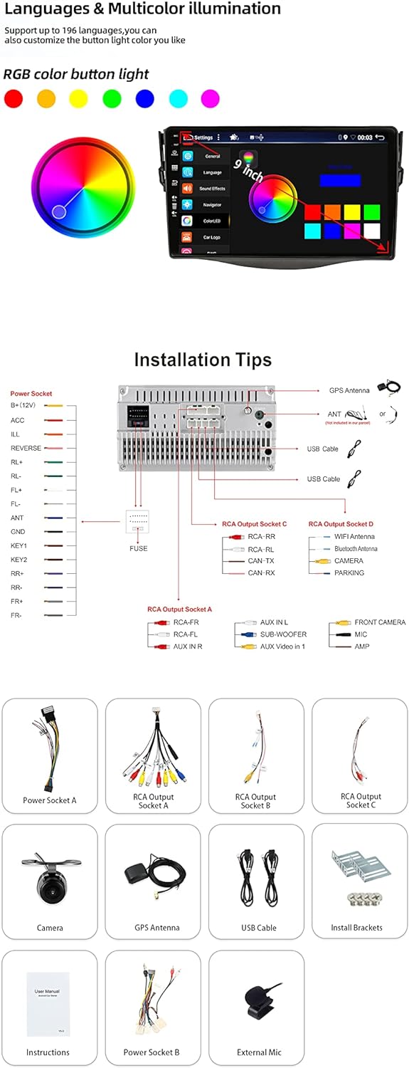 JOYX Android 12 Autoradio mit 2.5D Passt für Toyota RAV4 (2007-2012) - [2G+32G] - Rückfahrkamera KOS