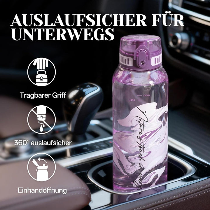 UZSPACE Trinkflasche Sport 1L, Tritan Bpa-Frei Trinkflasche Auslaufsicher mit Einhandbedienung, Kohl
