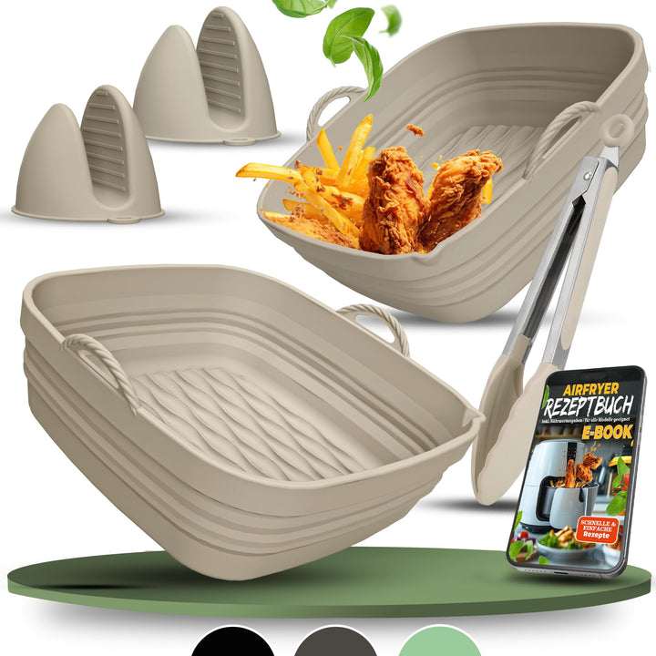 Silikonform-Set faltbar & extra dick für Heissluftfritteusen ab 3,7L-8L mit Zubehör | Airfryer Silik