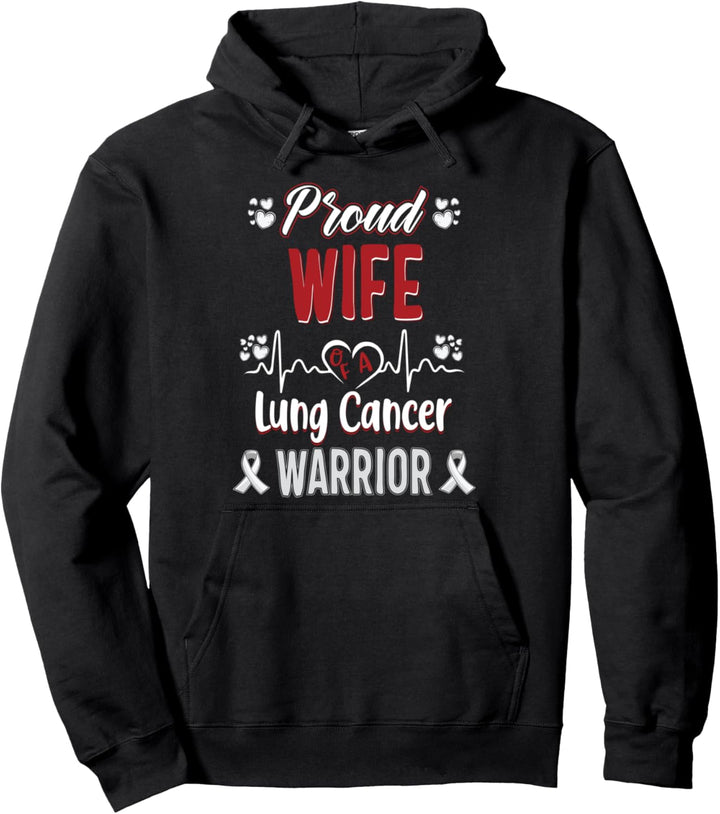 stolze Frau Lungenkrebs-Krieger Bewusstseinsband weiss Pullover Hoodie