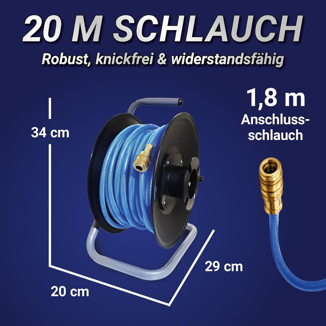 Bituxx Druckluftschlauchtrommel Druckluft Luftschlauch Trommel Aufroller für Kompressor 20 Meter man