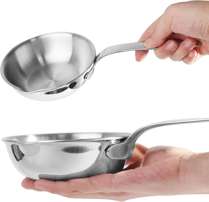IMEEA Mini Edelstahl Topf mit Ausguss 13cm Butterpfännchen Kasserolle Milchpfännchen Omelettpfanne f