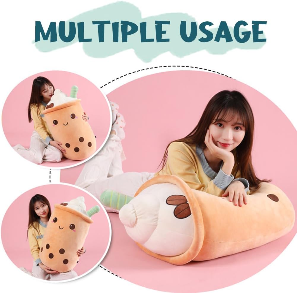 Bubble Tea Kuscheltier PlüSchtier XXL SüssE Kissen, Kawaii Bubble Tea Cup Plushie Stofftier Boba Tee