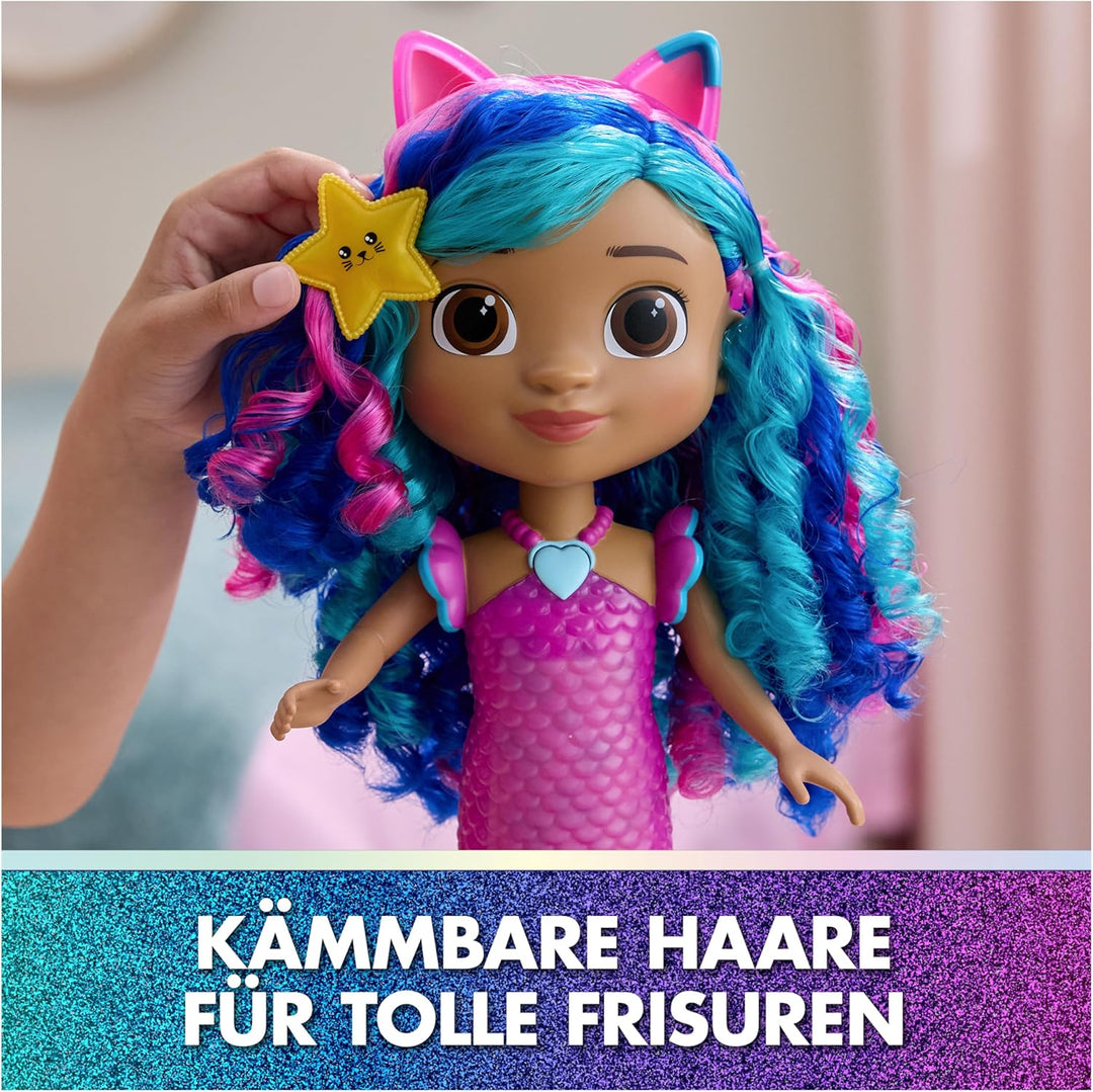 DREAMWORKS GABBY'S DOLLHOUSE – Sing und Shine Meerjungfrau Gabby, 35 cm grosse Puppe mit Licht- und