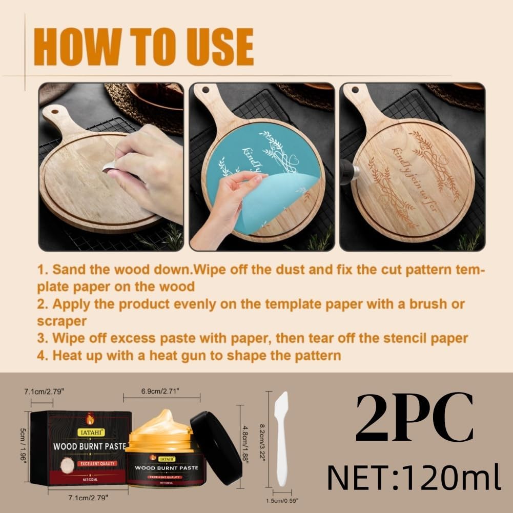 Holzbrennpaste Brennpaste Gel,2pcs Multifunktionales DIY Brandmalerei für Holz,Holzbrennpaste,Wood B