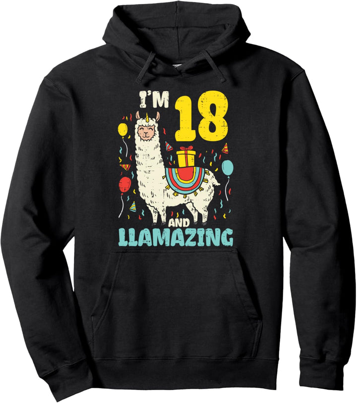 18 Llamazing Llama Cute Alpaca Animal 18th Birthday Gift Pullover Hoodie