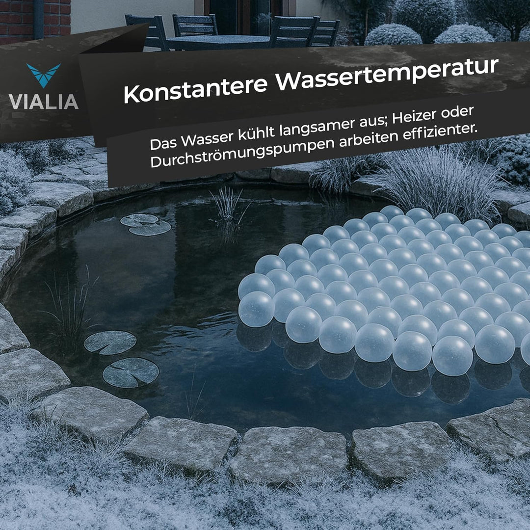 PE Bälle transparent Teichabdeckung | 650 Stück Ø 70 mm für 3 m² | Schwimmkugeln als Winterschutz ge