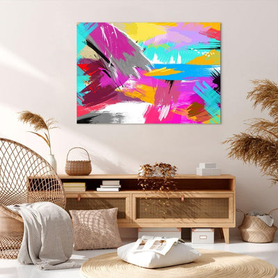 Bilder auf Leinwand 100x70cm Leinwandbild mit Rahmen Abstraktion modern Gross Wanddeko Bild Schlafzi