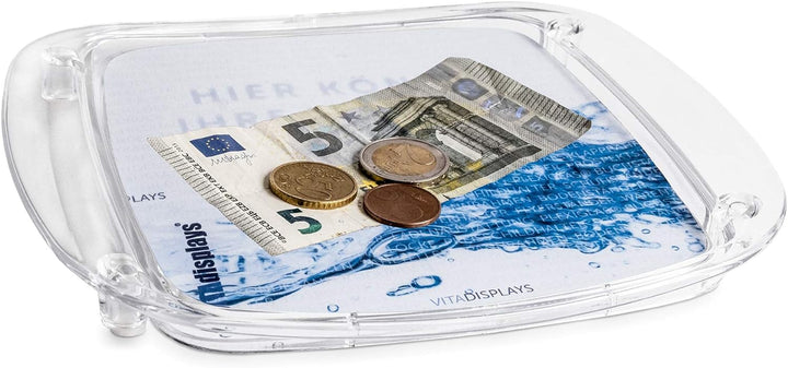 VITAdisplays Zahlteller - Cash-Tray - Wechselgeldschale „ECONOMY“, transparente Zahlschale, individu