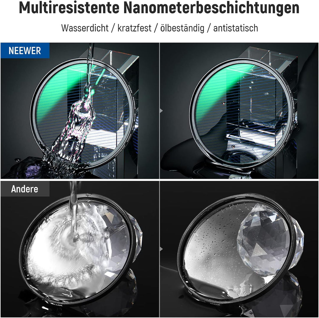 NEEWER 49mm Blue Streak Anamorphic Filter optisches HD Glas, um 360 ° drehbarer Anamorpher Streulich