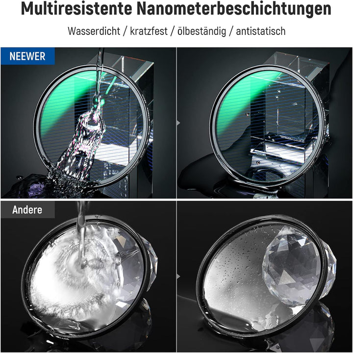 NEEWER 49mm Blue Streak Anamorphic Filter optisches HD Glas, um 360 ° drehbarer Anamorpher Streulich