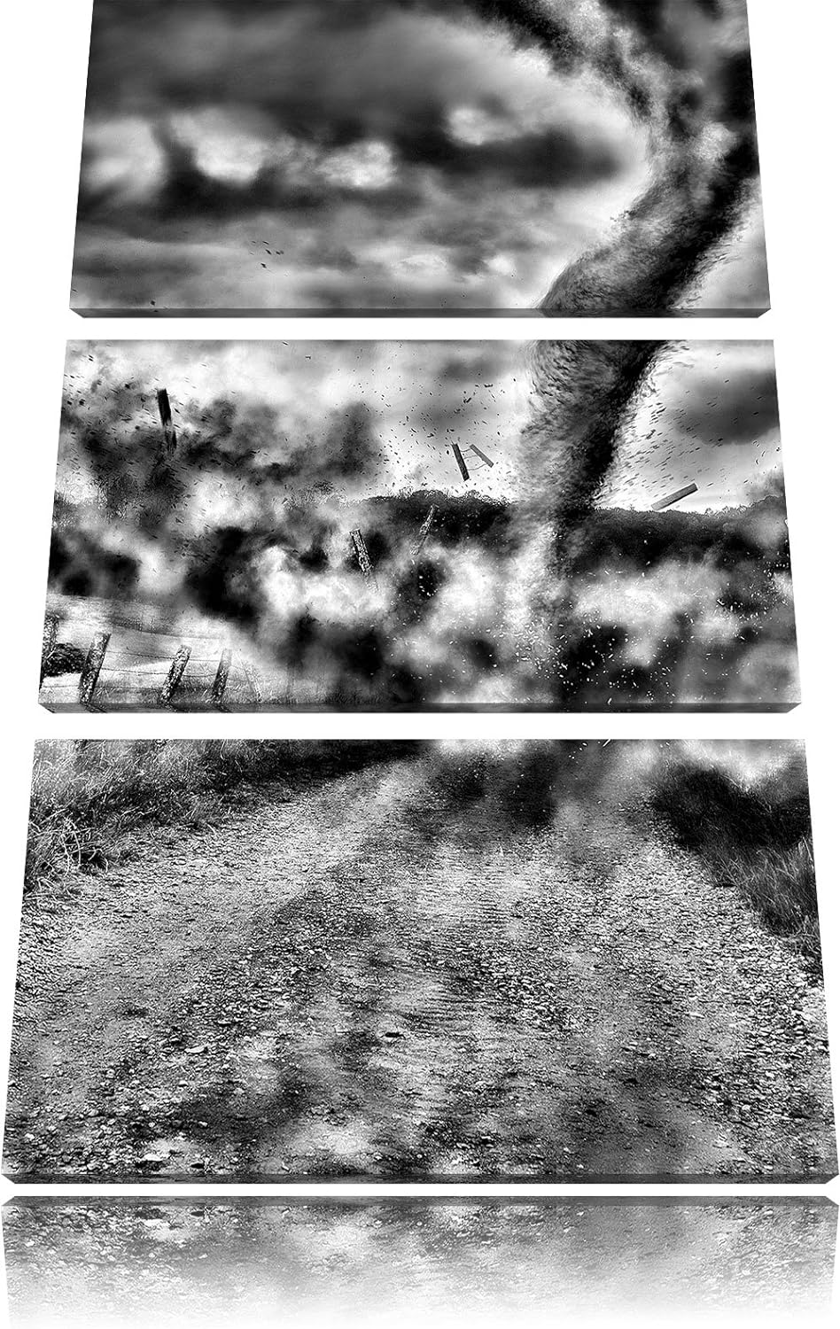 Pixxprint Tornado als Leinwandbild/Grösse: 3 Teilig (120x80) cm/Wandbild/Kunstdruck/fertig bespannt