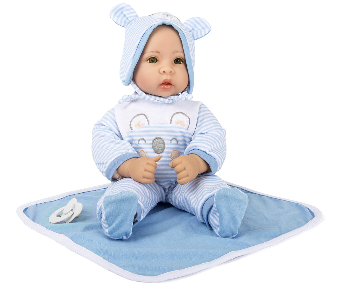 Small Foot Puppe Lukas inkl. ausziehbarer Bekleidung, Schnuller und weicher Kuscheldecke, Rollenspie