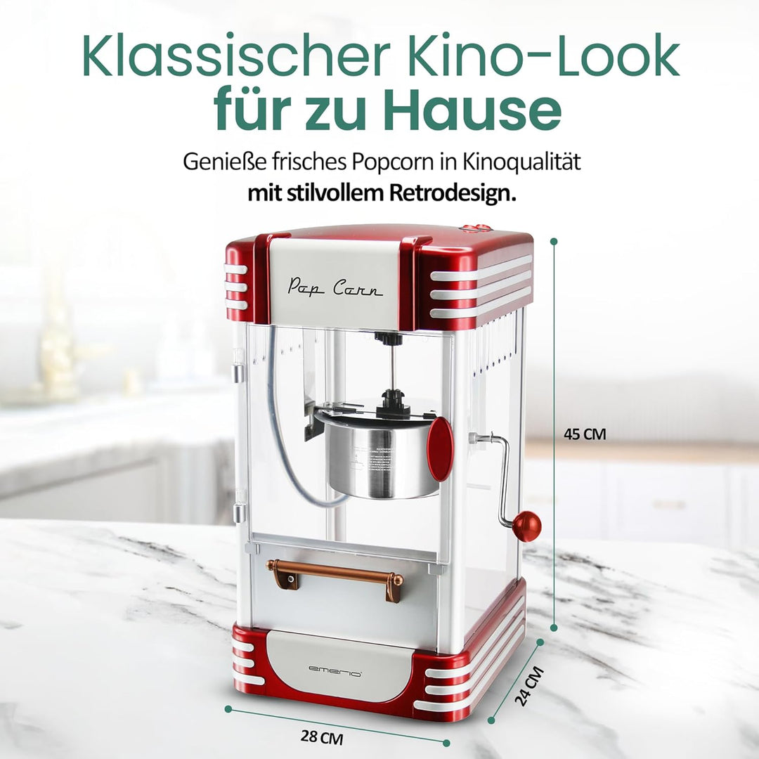 Emerio Popcornmaschine POM-120650, antihaftbeschichteter Behälter auch für süsses oder salziges Popc