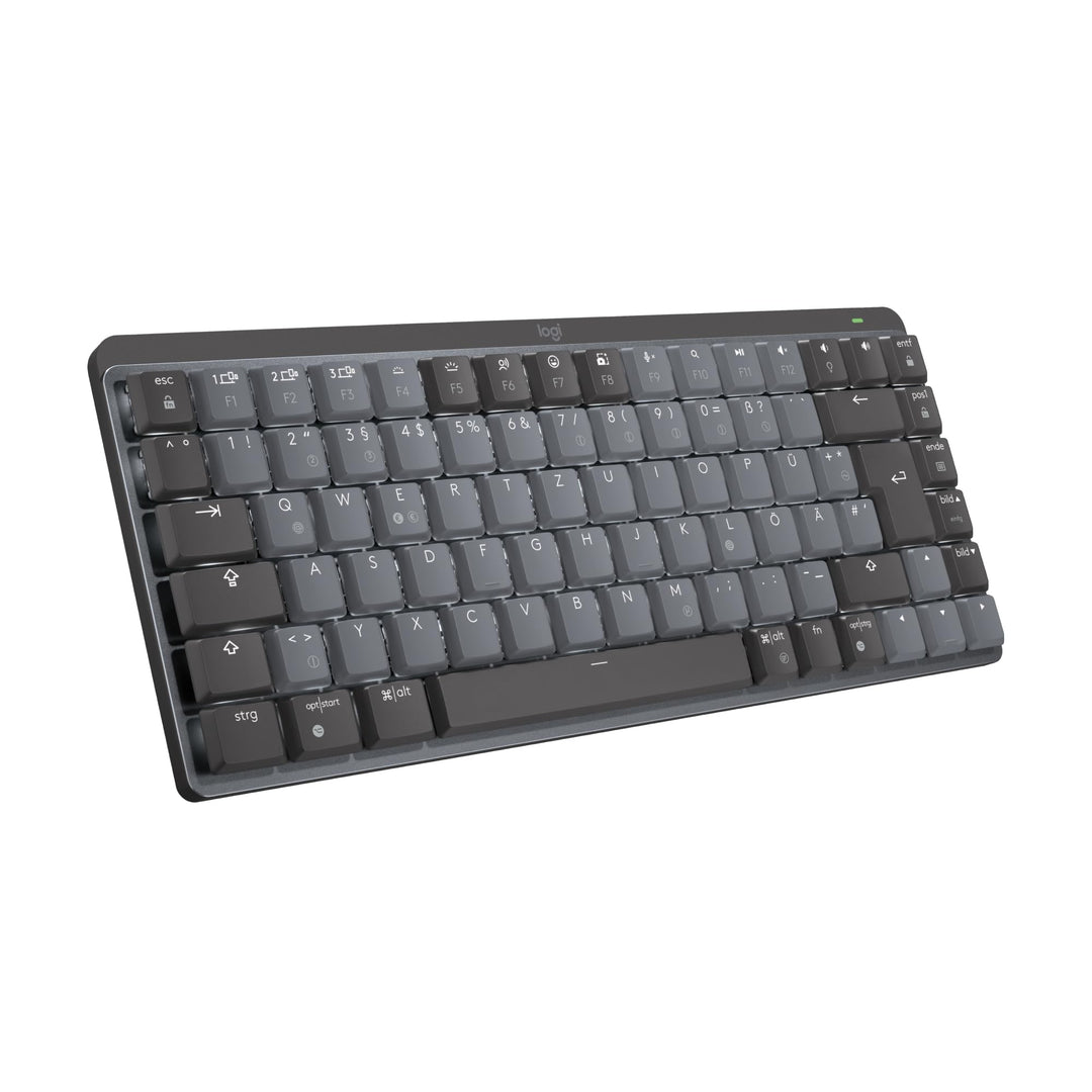 Logitech MX Mechanische kabellose Mini-Tastatur mit Beleuchtung, Taktile leise Tasten, Hintergrundbe