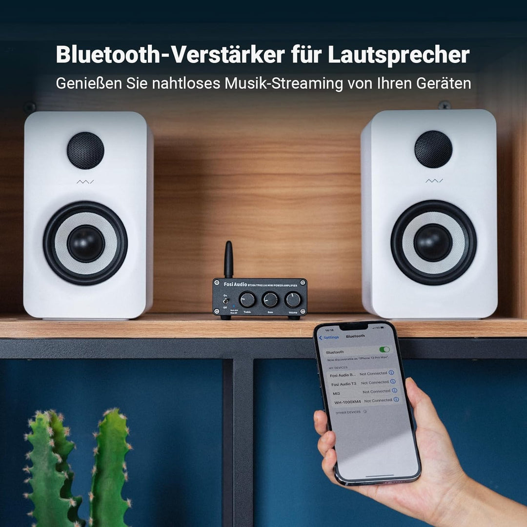 Fosi Audio BT20A Bluetooth Verstärker, 200W Mini Hifi Verstärker mit TPA3116 Amp Chip, Bass und Treb