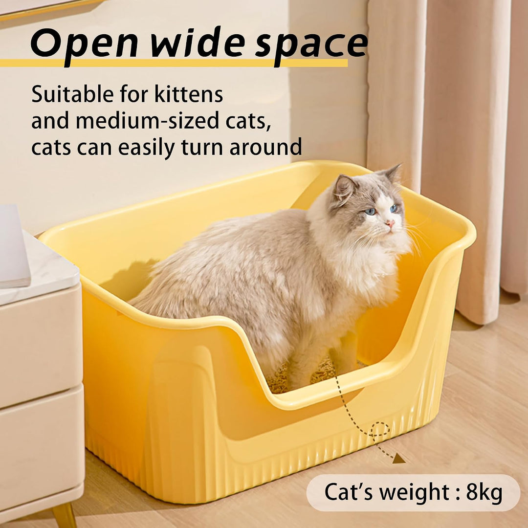 Vealind Offen Katzenklo XL, Katzentoilette Hoher Rand, 55x40x26cm Gross Katzenklo, katzentoiletten E