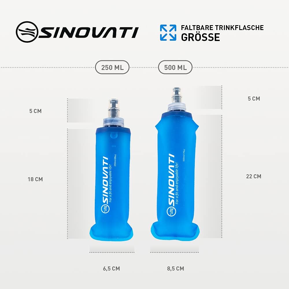 SINOVATI® TPU Faltbare Trinkflaschen, Soft Flask, Wasserflasche BPA-Frei Sportflasche für Trinkrucks
