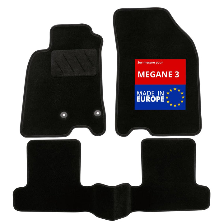 DBS Autofussmatte - nach Mass - 3-teilig - Anti Rutsch - schwarzer Nadelfilz 900g/m² - Velours Ferti