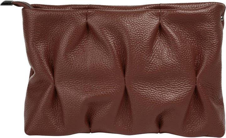 Umhängetasche Echt Leder Damen Made in Italy, Knautsch Clutch, Umhängetasche für Smartphone, Handtas