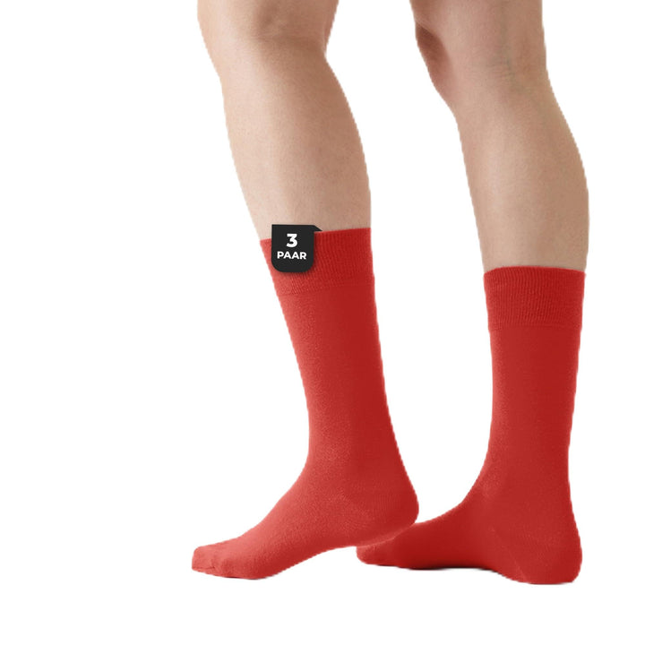 von Jungfeld - Herren Socken/Strumpf Herrensocken 3er-Pack einfarbig 39-42 Rot, 39-42 Rot