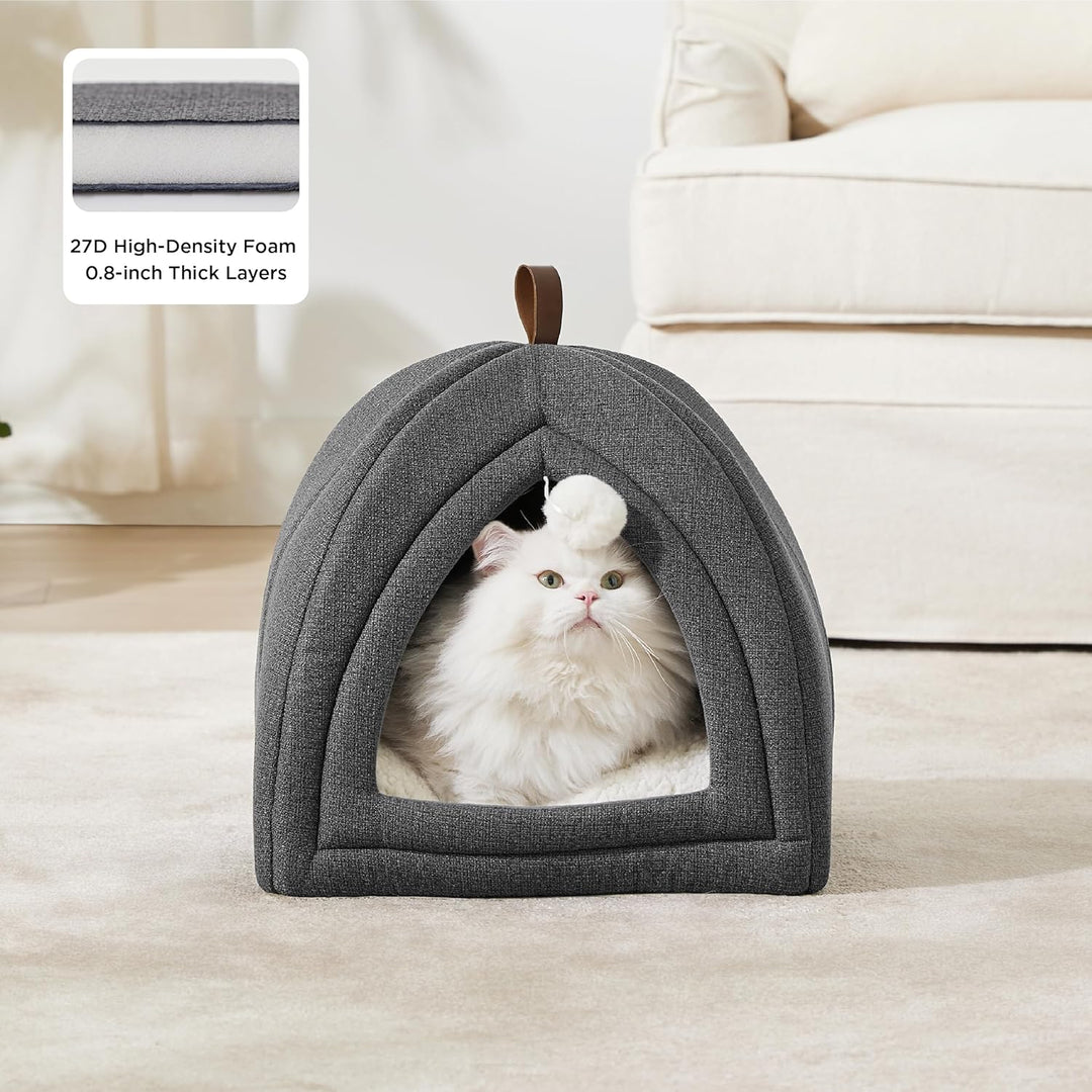 BEDSURE Katzenbett grosse Katzen Katzenhöhle- 40x40x40 cm Katzenhaus Indoor mit abnehmbarem Sherpa K