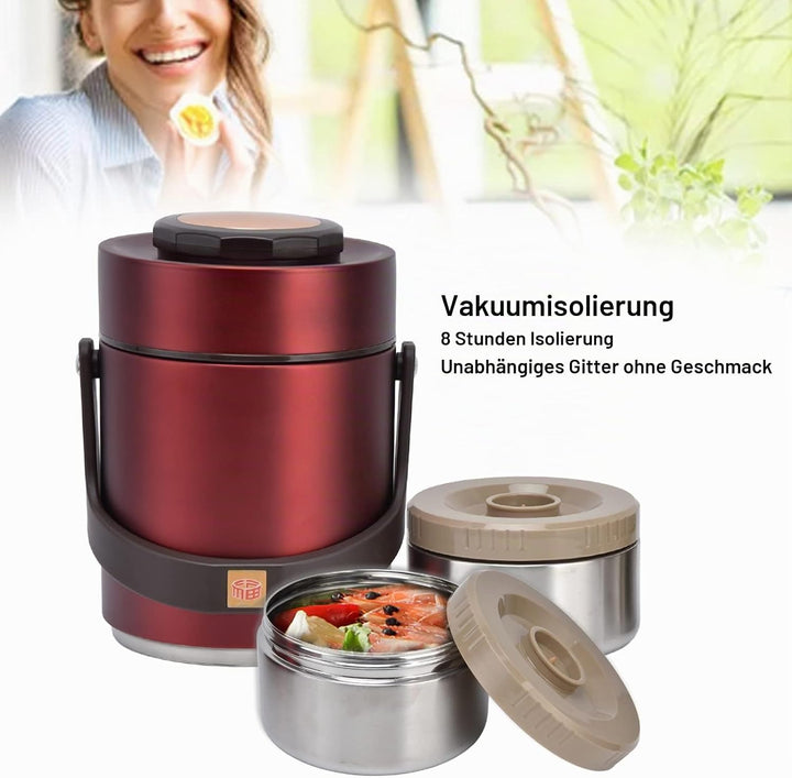 Food Flask 1,5L Edelstahl Essen Thermobehälter Doppelwand Isolierbehälter Warmhaltetopf für Warme Sp
