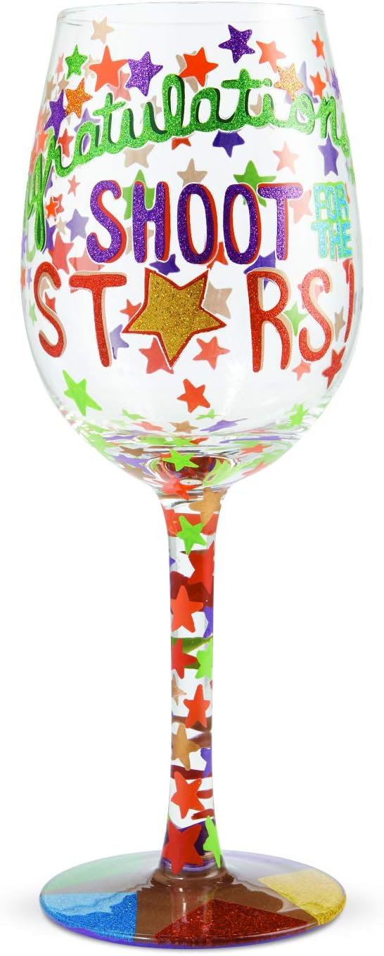Enesco 6006293 Designs by Lolita Shoot for the Stars Weinglas, handbemalt, mehrfarbig