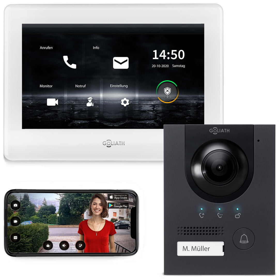 Goliath IP - Aufputz | Video Türsprechanlage | 2MP | Anthrazit Türstation | 180° Ultra Weitwinkel Ob