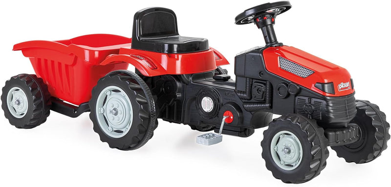 Lemodo Trettraktor ab 3 Jahre | Kinder Traktor in rot| Traktor zum draufsitzen | Kindertraktor mit A