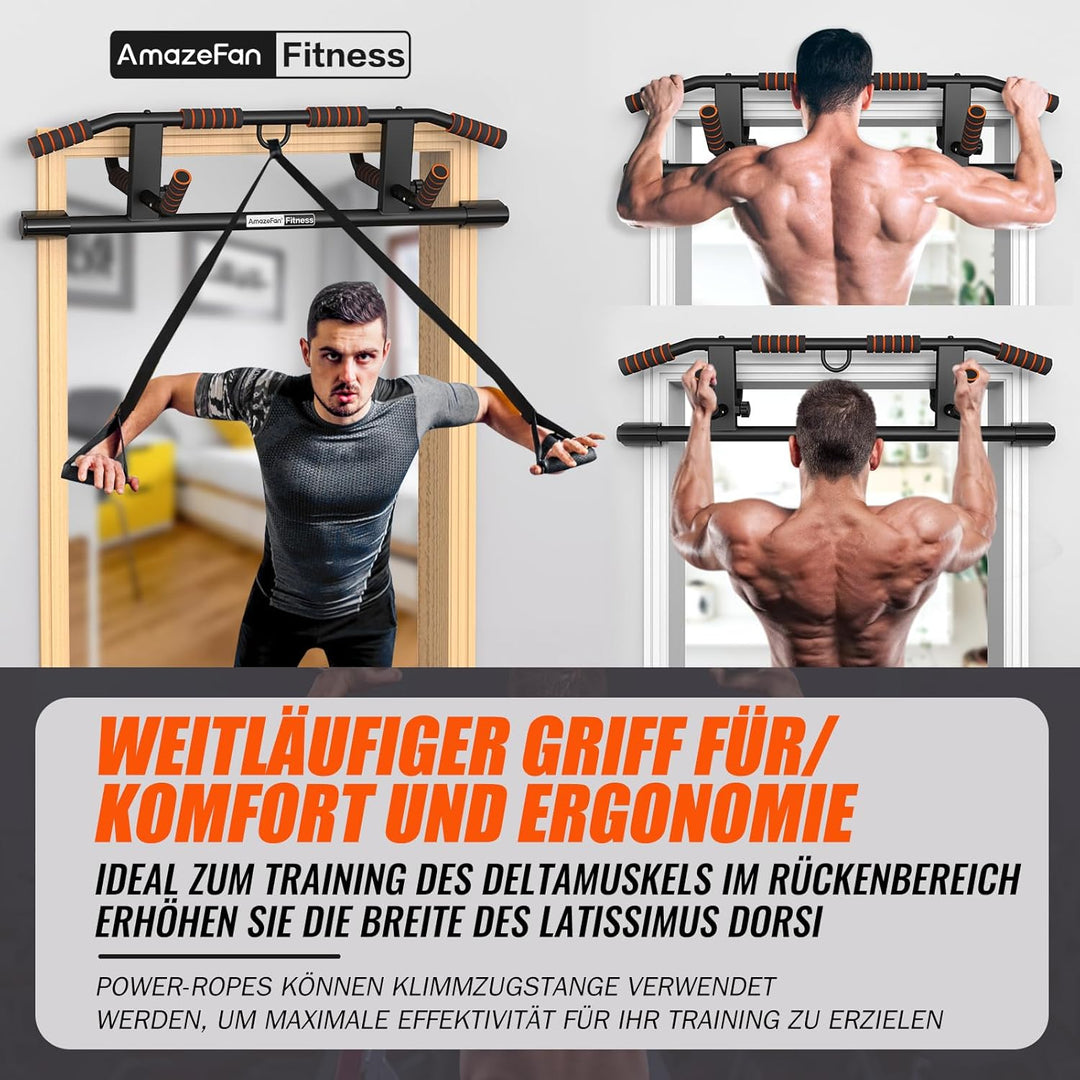 AmazeFan Klimmzugstange Türrahmen, 2024 Upgrade Pull Up Bar mit vielfältigen Griffmöglichkeiten, Mit