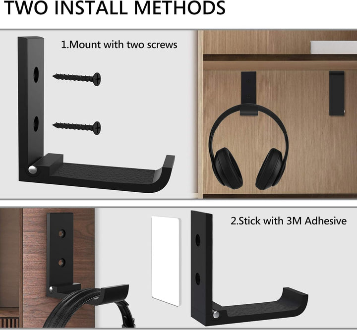 Geekria Foldable Wall Mount Headphones Holder, Headset Wall Hanger, Aluminum Wallmount Hook, Hold Up