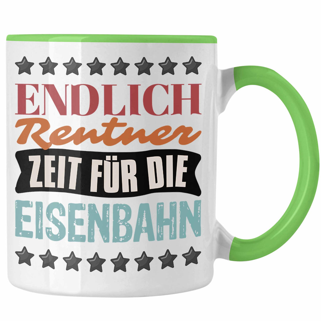 Trendation - Eisenbahner Tasse Geschenk für Modelleisenbahn-Fans Geschenkidee Endlich Rente Zeit für