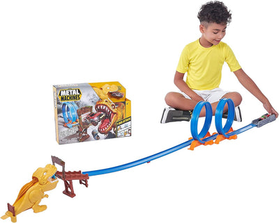 ZURU - Metal Machines – T-Rex – Doppelstrecke mit Mini-Rennwagen – Spiel Auto Kinder – 6702