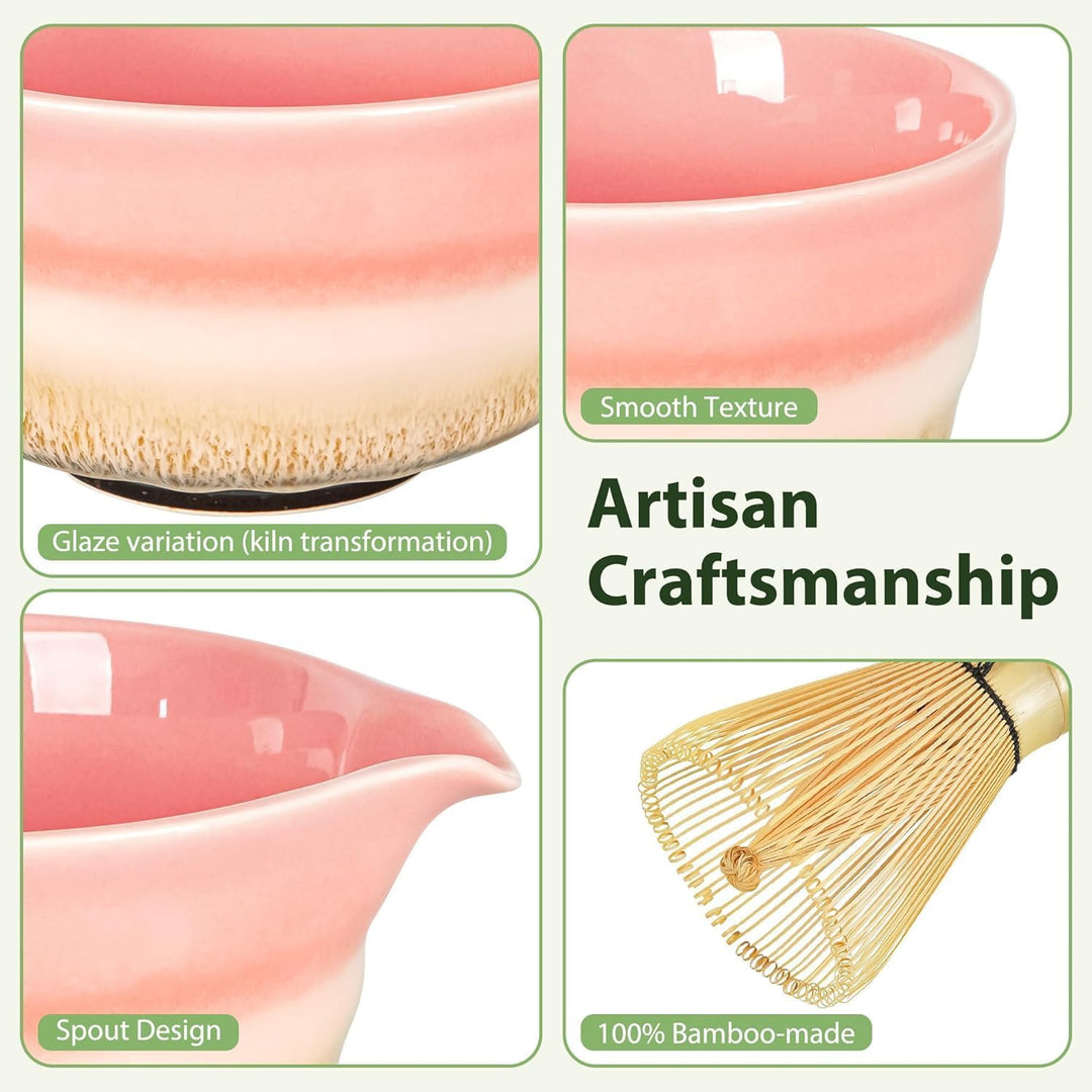 Biomatea Japanisches Matcha-Set, 7-teilig – Handgefertigtes Keramikset für die traditionelle Teezere