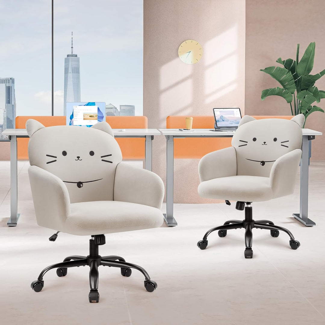 IWMH Bürostuhl,Ergonomisch Homeoffice Stuhl mit breiter Sitzfläche,Schreibtischstuhl mit Katzenmotiv