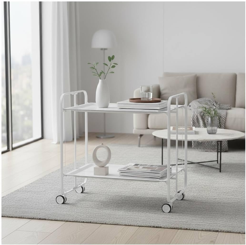 DON HIERRO - Servierwagen weiss, klappbar, 2 Böden. Rollwagen Bauhaus-Weiss Einheitsgrösse Weiss, Ei