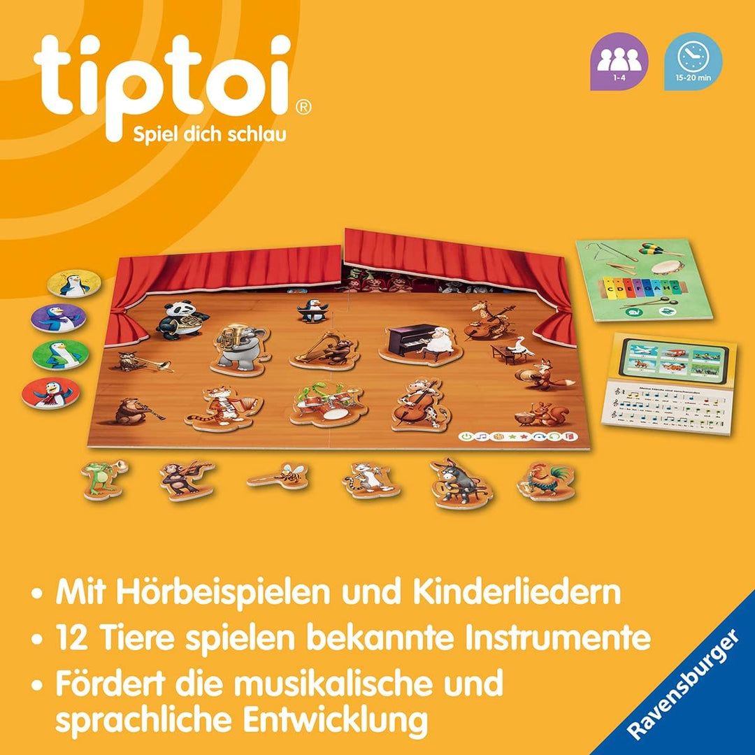 Ravensburger tiptoi Spiel 00169 Mein tierischer Musik-Spass, Lernspiel für 1-4 Kinder von 3-5 Jahren